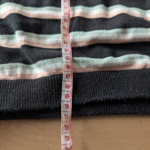 LE31 Black, White, Mint & Pink Striped Crewneck Sweater – Size M - Picture 4 of 4